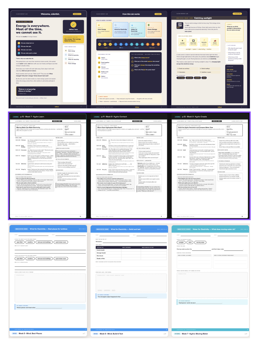 EdReal program materials — session guides, facilitator pages, and student worksheets